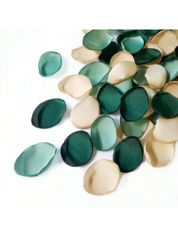 100 Piezas De Pétalos De Rosa De Seda Verde Con Bordes - Image 2